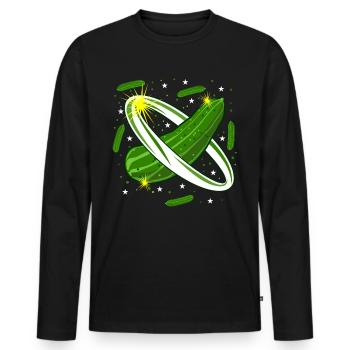 Gurke Weltraum Gurken - Männer Premium Bio Langarmshirt - Schwarz - Vorne - Nico (187cm)