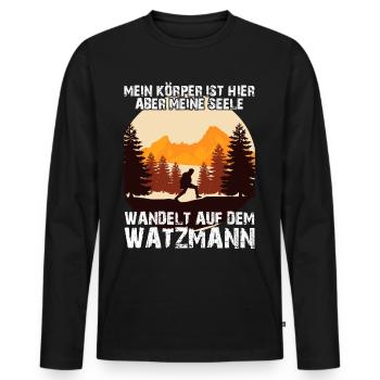 Watzmann Bergsteiger Wandern - Männer Premium Bio Langarmshirt - Schwarz - Vorne - Nico (187cm)