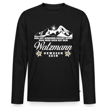 Watzmann Wandern Bergsteigen - Männer Premium Bio Langarmshirt - Schwarz - Vorne - Nico (187cm)