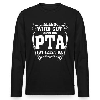 Die PTA ist da Apotheke - Männer Premium Bio Langarmshirt - Schwarz - Vorne - Nico (187cm)