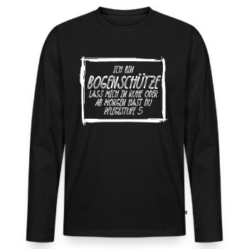 3D Bogensport Witz Bogenschießen - Männer Premium Bio Langarmshirt - Schwarz - Vorne - Nico (187cm)