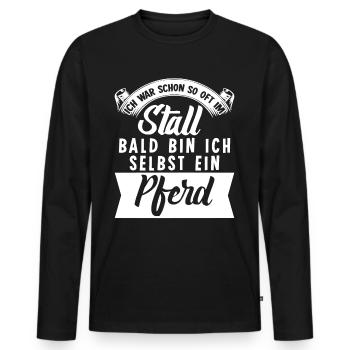 Pferdestall Reiten Stall Pferd - Männer Premium Bio Langarmshirt - Schwarz - Vorne - Nico (187cm)