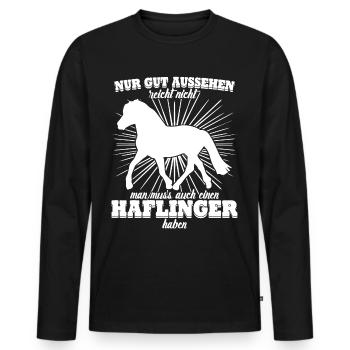 Haflinger Pferd Haflingers - Männer Premium Bio Langarmshirt - Schwarz - Vorne - Nico (187cm)