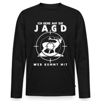 Jägerin Jäger Jagd Hirsch Jagen - Männer Premium Bio Langarmshirt - Schwarz - Vorne - Nico (187cm)