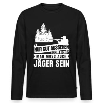 Jägerin Jäger Jagdschein Jagd Jagen - Männer Premium Bio Langarmshirt - Schwarz - Vorne - Nico (187cm)