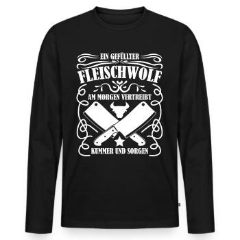 Metzger Fleischer Schlachter Metzgerei - Männer Premium Bio Langarmshirt - Schwarz - Vorne - Nico (187cm)