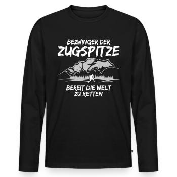 Zugspitze Wandern - Männer Premium Bio Langarmshirt - Schwarz - Vorne - Nico (187cm)