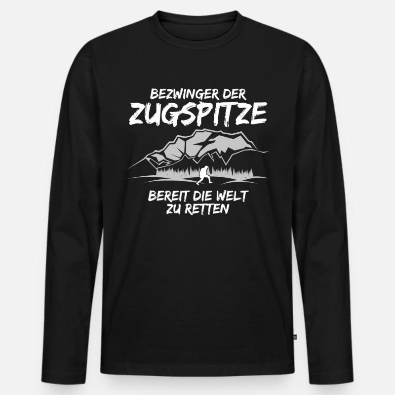 Zugspitze Wandern - Männer Premium Bio Langarmshirt - Schwarz