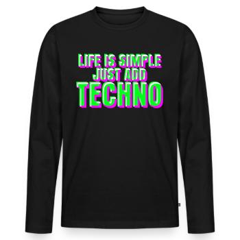 Raver Techno Trance Rave Hardtekk - Männer Premium Bio Langarmshirt - Schwarz - Vorne - Nico (187cm)