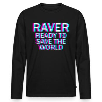 Raver Techno Rave Hardtekk - Männer Premium Bio Langarmshirt - Schwarz - Vorne - Nico (187cm)