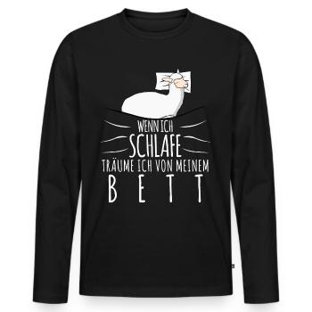 Alpakas Schlafshirt mit müdem Alpaka - Männer Premium Bio Langarmshirt - Schwarz - Vorne - Nico (187cm)