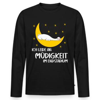 Alpakas Schlafshirt Mond Alpaka - Männer Premium Bio Langarmshirt - Schwarz - Vorne - Nico (187cm)