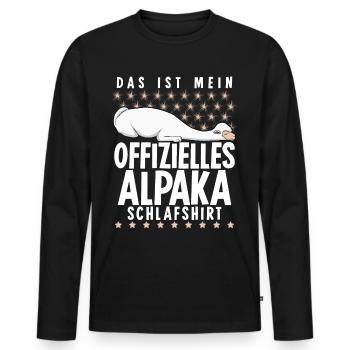 Offizielles Alpaka Schlafshirt Alpakas - Männer Premium Bio Langarmshirt - Schwarz - Vorne - Nico (187cm)
