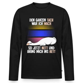 Alpakas Schlafshirt Schlafen Alpaka - Männer Premium Bio Langarmshirt - Schwarz - Vorne - Nico (187cm)