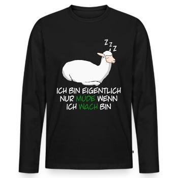 Alpaka Schlafshirt Müde Alpakas - Männer Premium Bio Langarmshirt - Schwarz - Vorne - Nico (187cm)