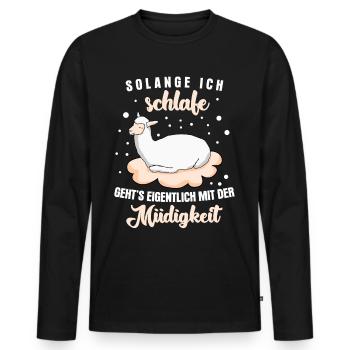 Alpakas Schlafshirt Alpaka - Männer Premium Bio Langarmshirt - Schwarz - Vorne - Nico (187cm)
