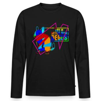 Degu Deguspruch Degus - Männer Premium Bio Langarmshirt - Schwarz - Vorne - Nico (187cm)