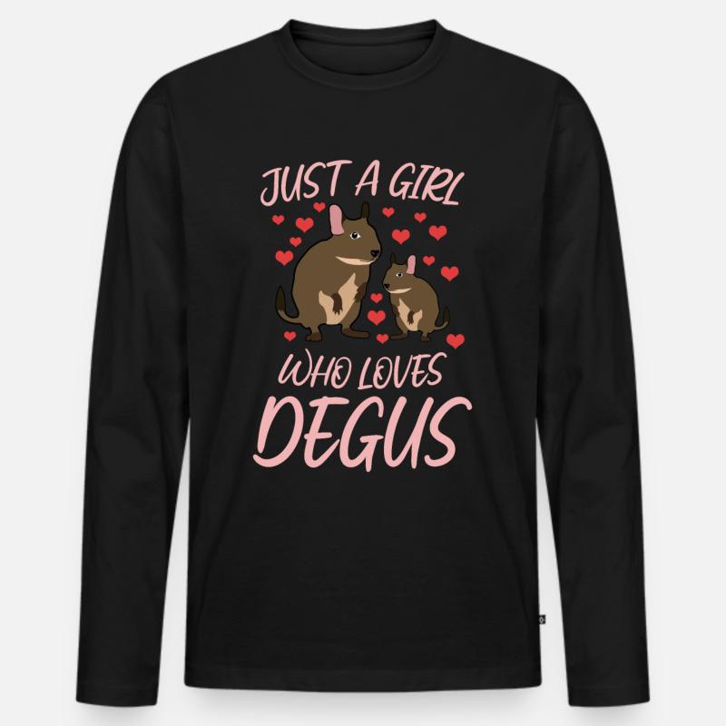 Degu Herz Degus - Männer Premium Bio Langarmshirt - Schwarz