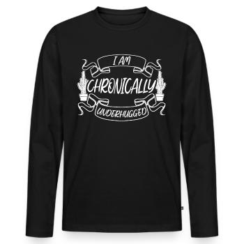 Câlins sans cactus Câlins sous-cramponnés - T-shirt manches longues Premium bio Homme - noir - Devant - Nico (187cm)