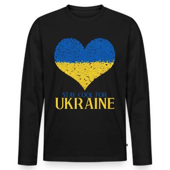 Ukraine Cœur Ukrainiens Drapeau ukrainien - T-shirt manches longues Premium bio Homme - noir - Devant - Nico (187cm)