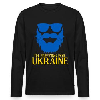 Ukraine Solidarity Ukrainian Flag - Men's Premium Organic Long Sleeve Shirt - black - Front - Nico (187cm)