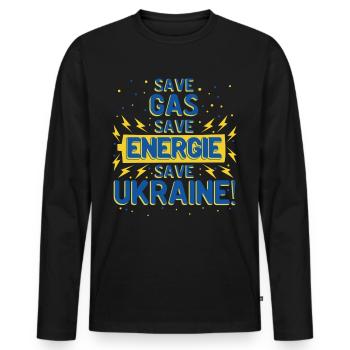 Save Ukraine Ukrainian flag - Men's Premium Organic Long Sleeve Shirt - black - Front - Nico (187cm)