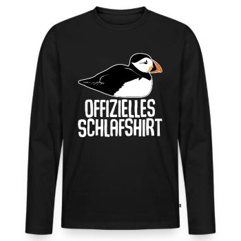 Puffin Schlafshirt Puffins - Männer Premium Bio Langarmshirt - Schwarz - Vorne - Nico (187cm)