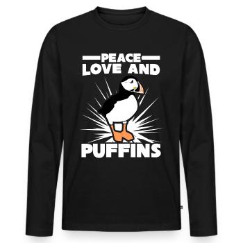 Puffin Puffin Saying Puffins - Men's Premium Organic Long Sleeve Shirt - black - Front - Nico (187cm)