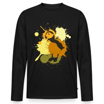 Puffin Retro Papageientaucher Puffins - Männer Premium Bio Langarmshirt - Schwarz - Vorne - Nico (187cm)