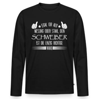 Schweißer Schweißen - Männer Premium Bio Langarmshirt - Schwarz - Vorne - Nico (187cm)