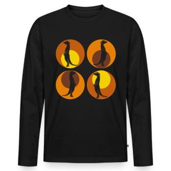 Meerkat Retro Meerkats - Men's Premium Organic Long Sleeve Shirt - black - Front - Nico (187cm)