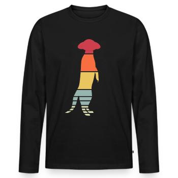 Suricate Merkat Rétro Suricates - T-shirt manches longues Premium bio Homme - noir - Devant - Nico (187cm)