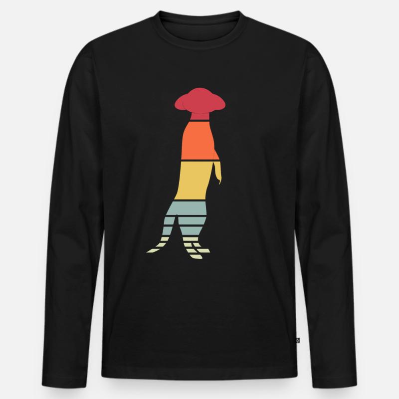 Erdmännchen Merkat Retro Meerkats - Männer Premium Bio Langarmshirt - Schwarz