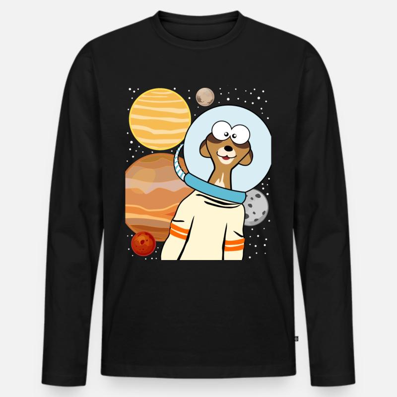 Astronaute suricate dans l’espace - T-shirt manches longues Premium bio Homme - noir