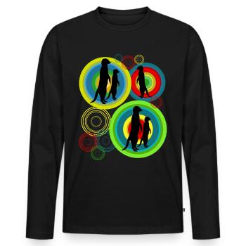 Meerkat Pictures Rétro Suricates - T-shirt manches longues Premium bio Homme - noir - Devant - Nico (187cm)