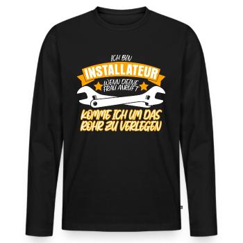 Heizungsbau Heizungsbauer Installateur - Männer Premium Bio Langarmshirt - Schwarz - Vorne - Nico (187cm)