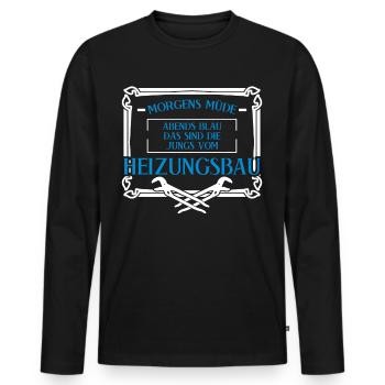 Heizungsbau Heizungen Heizungsbauer - Männer Premium Bio Langarmshirt - Schwarz - Vorne - Nico (187cm)
