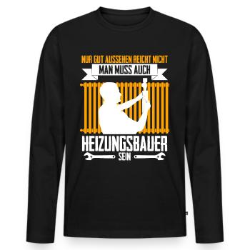 Heizungsbau Installateur Heizungsbauer - Männer Premium Bio Langarmshirt - Schwarz - Vorne - Nico (187cm)