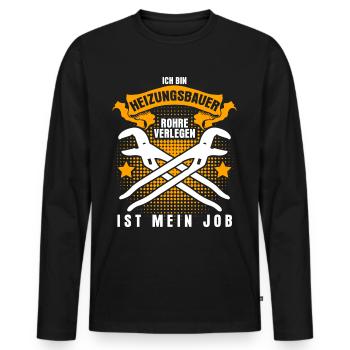 Heizungsbau Rohre verlegen Heizungsbauer - Männer Premium Bio Langarmshirt - Schwarz - Vorne - Nico (187cm)