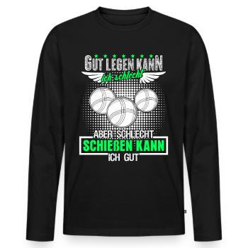Boule Boccia Boulekugeln Spruch Petanque - Männer Premium Bio Langarmshirt - Schwarz - Vorne - Nico (187cm)