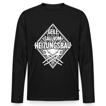 Heizungsbau Heizungsbauer Installateur - Männer Premium Bio Langarmshirt - Schwarz - Vorne - Nico (187cm)