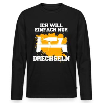 Drechsler Ich will Drechseln - Männer Premium Bio Langarmshirt - Schwarz - Vorne - Nico (187cm)