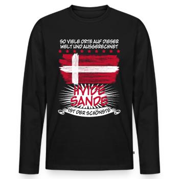 Hvide Sande Urlaub Dänemark - Männer Premium Bio Langarmshirt - Schwarz - Vorne - Nico (187cm)