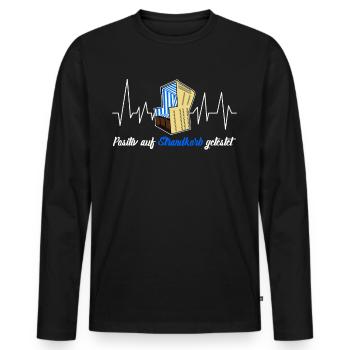 Strandkorb Ostsee Nordsee Urlaub - Männer Premium Bio Langarmshirt - Schwarz - Vorne - Nico (187cm)