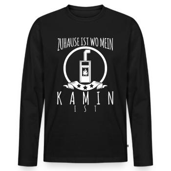 Kamin Ofen Witz Kaminofen - Männer Premium Bio Langarmshirt - Schwarz - Vorne - Nico (187cm)