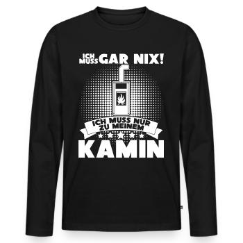 Kamin Kaminofen Brennholz Ofen - Männer Premium Bio Langarmshirt - Schwarz - Vorne - Nico (187cm)