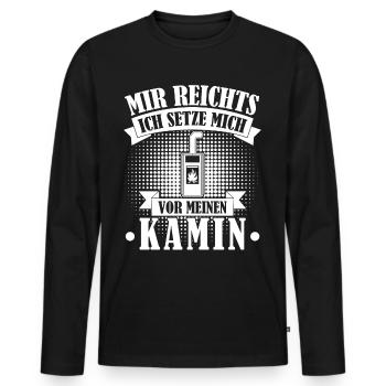 Kamin Ofen Brennholz Kaminofen - Männer Premium Bio Langarmshirt - Schwarz - Vorne - Nico (187cm)