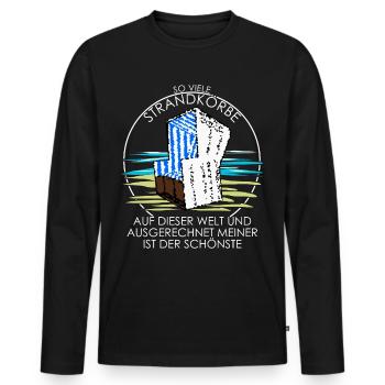 Strandkorb Ostsee Nordsee Witz Urlaub - Männer Premium Bio Langarmshirt - Schwarz - Vorne - Nico (187cm)
