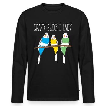 Perruche Budgerigar Lady Budgerigar - T-shirt manches longues Premium bio Homme - noir - Devant - Nico (187cm)