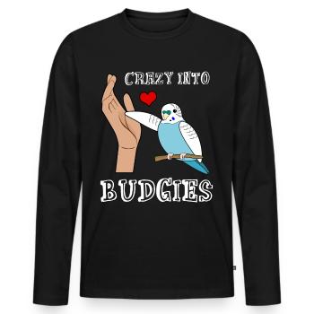 Budgerigar Budgie Coeur Budgerigar - T-shirt manches longues Premium bio Homme - noir - Devant - Nico (187cm)